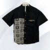 Black and ash hand block printed cotton shirt- front view